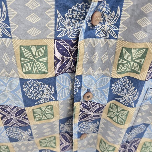 Cooke Street Blue Green Aloha Pineapple 100% Cotton Button Down Shirt Large - Picture 7 of 11
